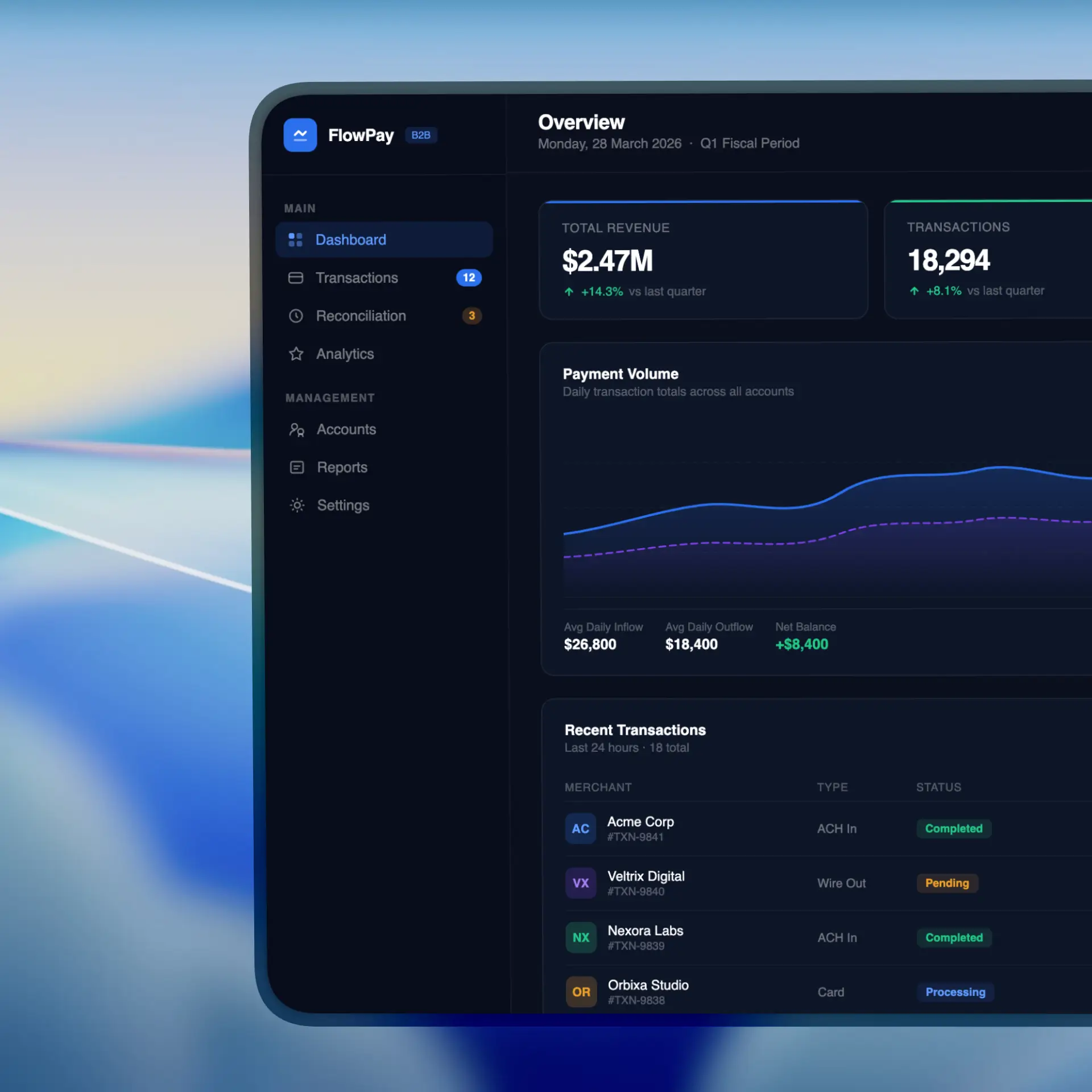 Panel de StreamFlow