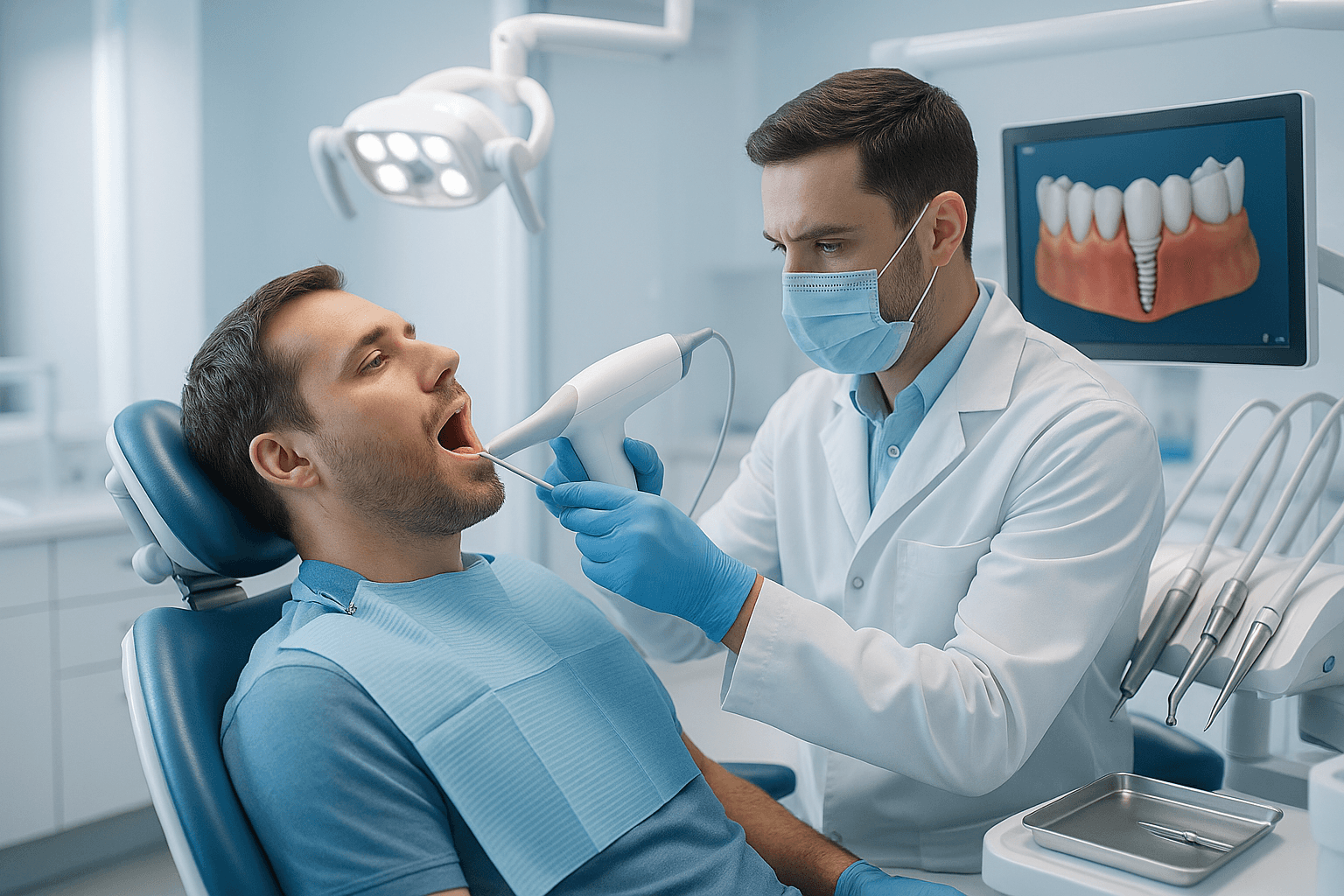 Close-up of a dental implant procedure with advanced tools at Dentitive.